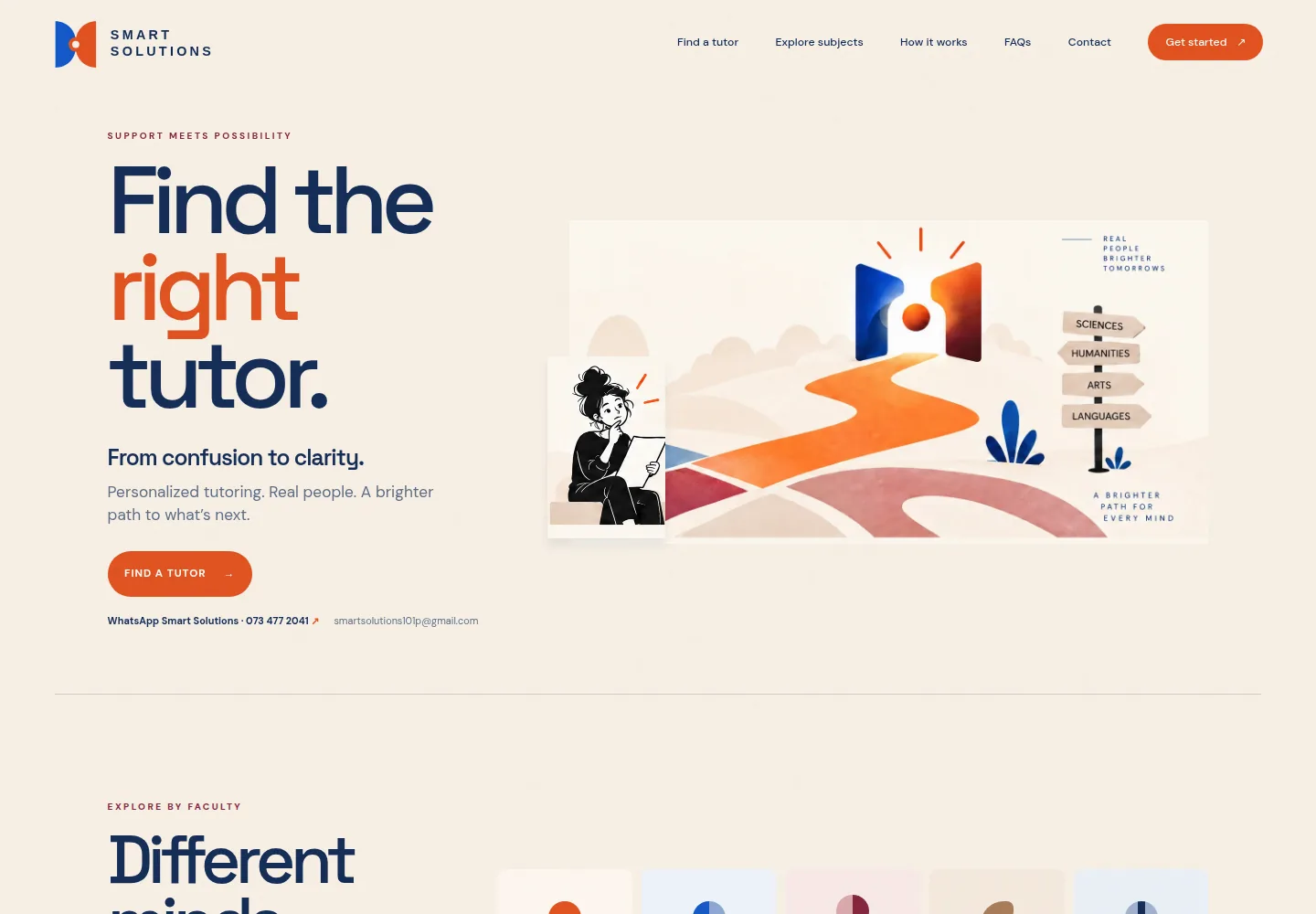 Smart Solutions tutoring website homepage